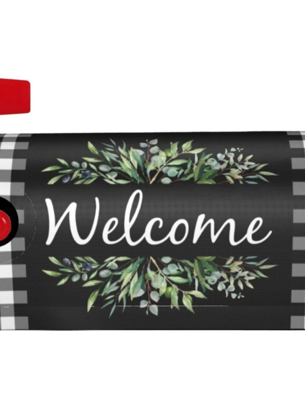 Wreath Buffalo Plaid Mailbox Covers, Welcome Magnetic Mailbox Cover, Plaid and L
